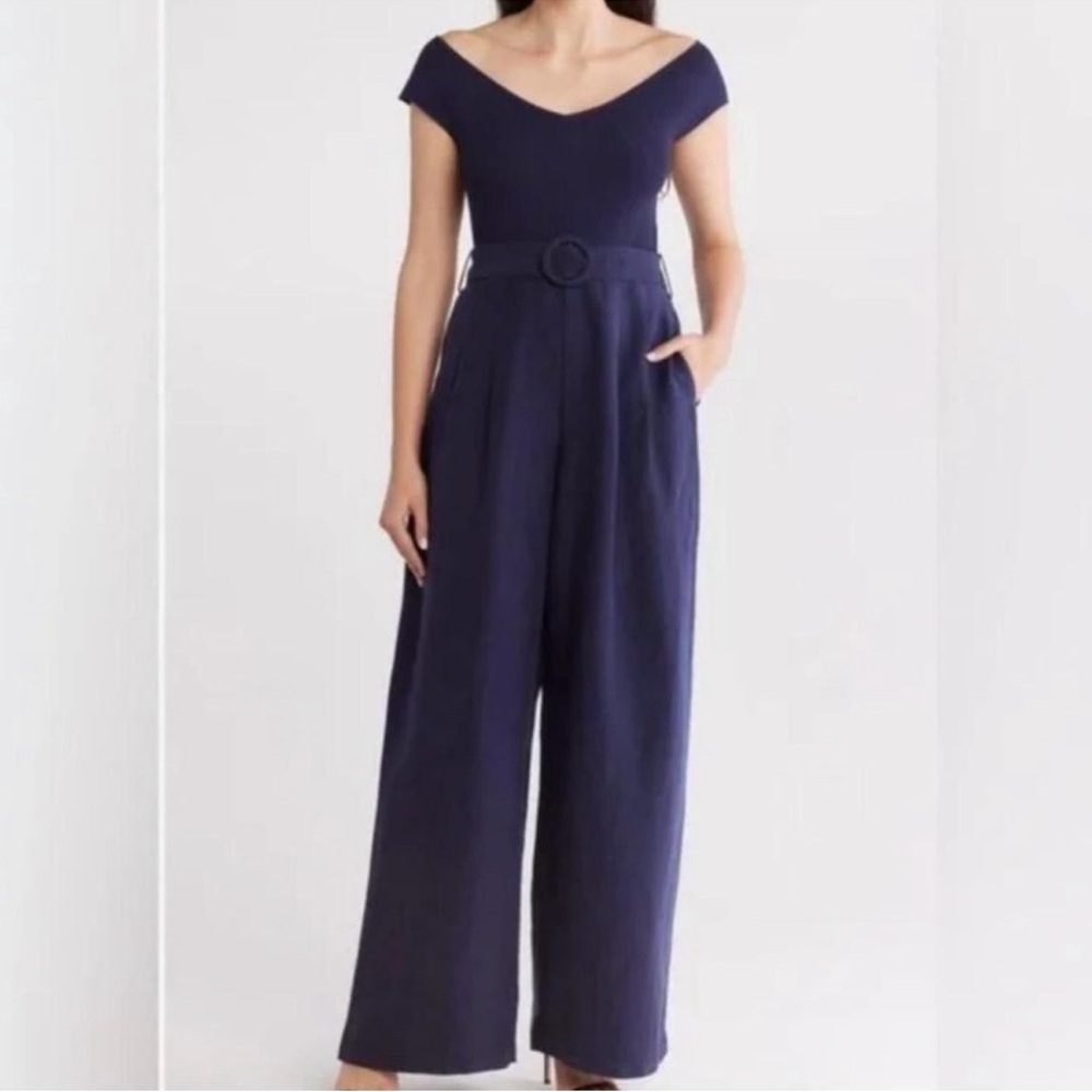 Ted Baker London Off-Shoulder Navy Jumpsuit